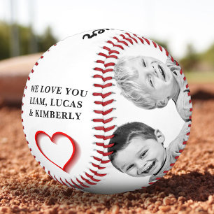 Modern Red Heart Father Dad 2 Photo Collage Softball