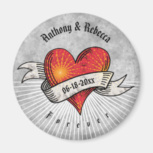 Modern Red Heart Fractal Couple Valentine's Day Magnet