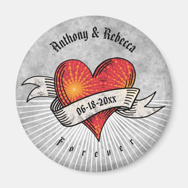 Modern Red Heart Fractal Couple Valentine's Day Magnet (Front)