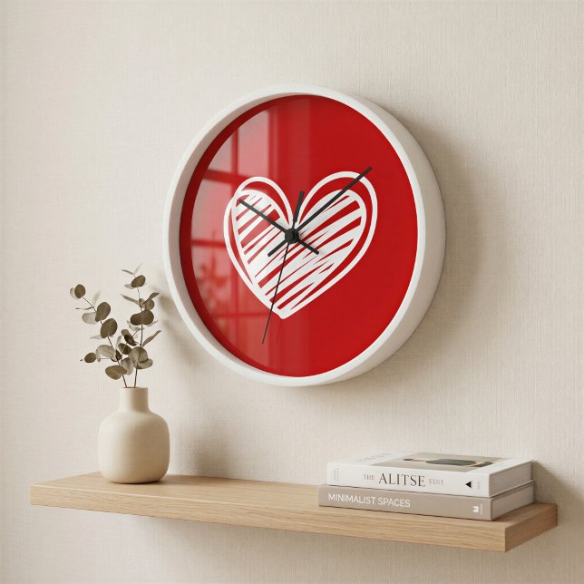 Modern Red Heart Framed Wall Clock (Creator Uploaded)