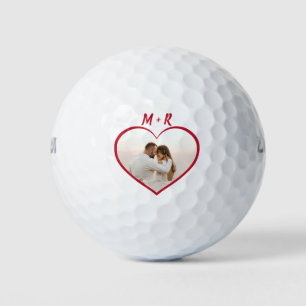 Modern Red Heart Golfer Valentine's Day Gift Photo Golf Balls