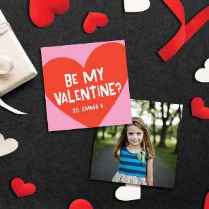Modern Red Heart Valentine's Classroom Photo Card