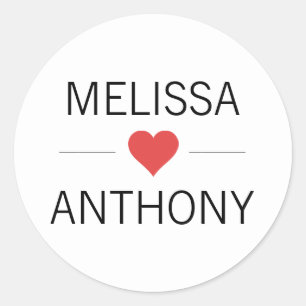Modern RED Heart White Wedding Monogram Seals