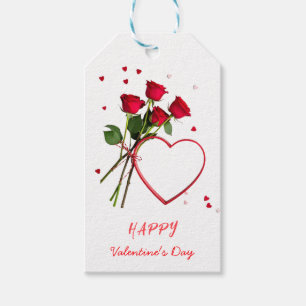 Modern Red Hearts Flowers Happy Valentine's Day Gift Tags
