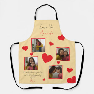 Modern Red Hearts Sibling Photo Collage Apron