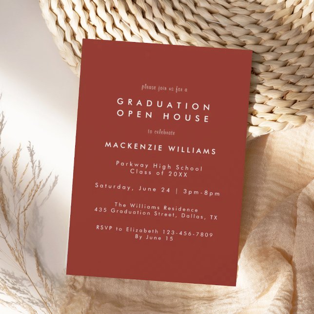 Modern Red High School Graduation Invitation (Creator Uploaded)