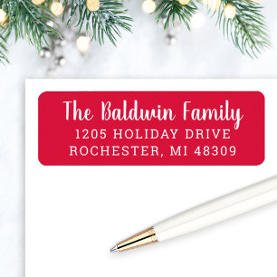 Modern Red Holiday Return Address