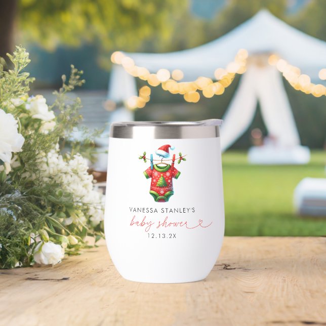 Modern Red Holly Christmas Santa Baby Shower (Wedding)