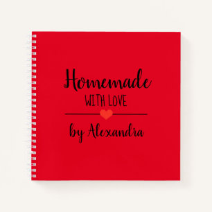 Modern Red Homemade with love recipe Notebook