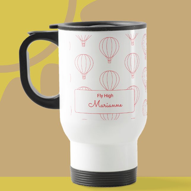 Modern Red Hot Air Balloon Pattern Mug (Hot Air Balloon Mug)