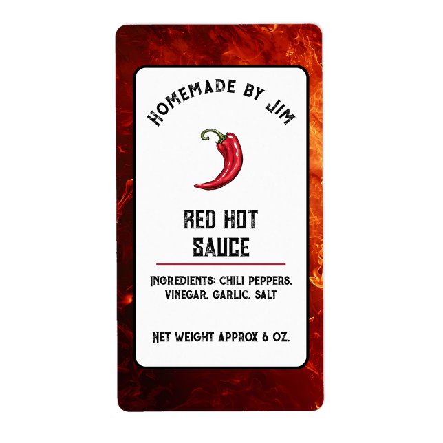 Modern Red Hot Chilli Sauce Pepper Label  (Creator Uploaded)