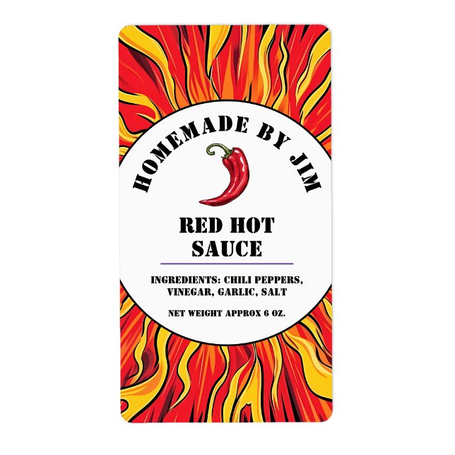 Modern Red Hot Chilli Sauce Pepper Label  (Creator Uploaded)