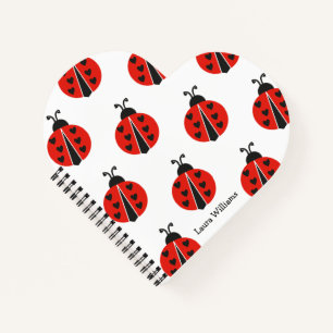 Modern Red Ladybug Personalised Notebook