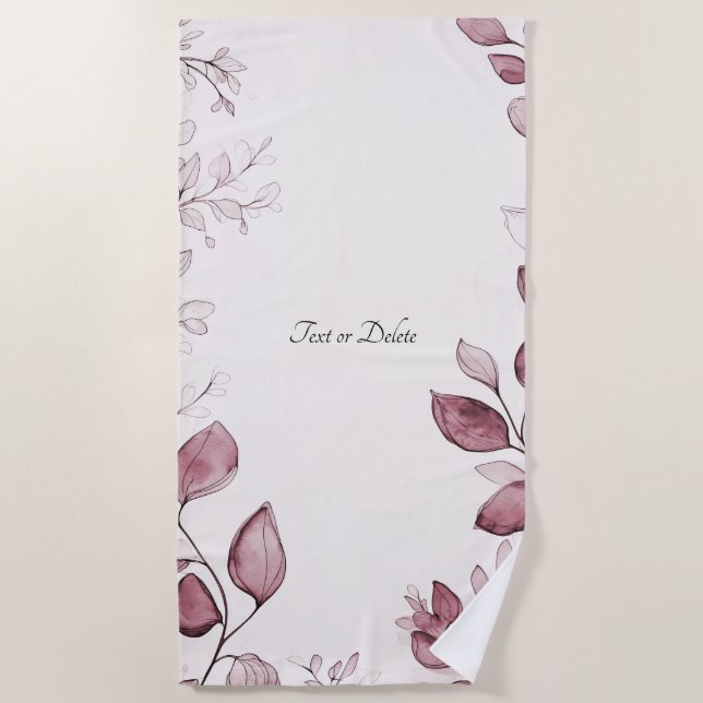 Modern Red Leaves Beach Towel (Front)