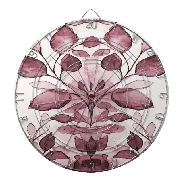 Modern Red Leaves Dartboard (Front)
