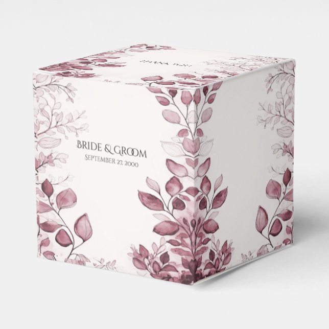 Modern Red Leaves Favour Box (Front Side)