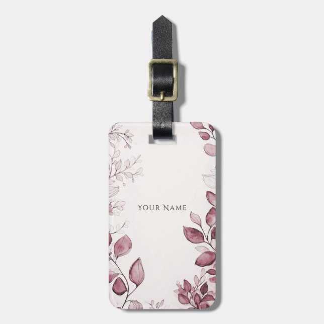 Modern Red Leaves Luggage Tag (Front Vertical)