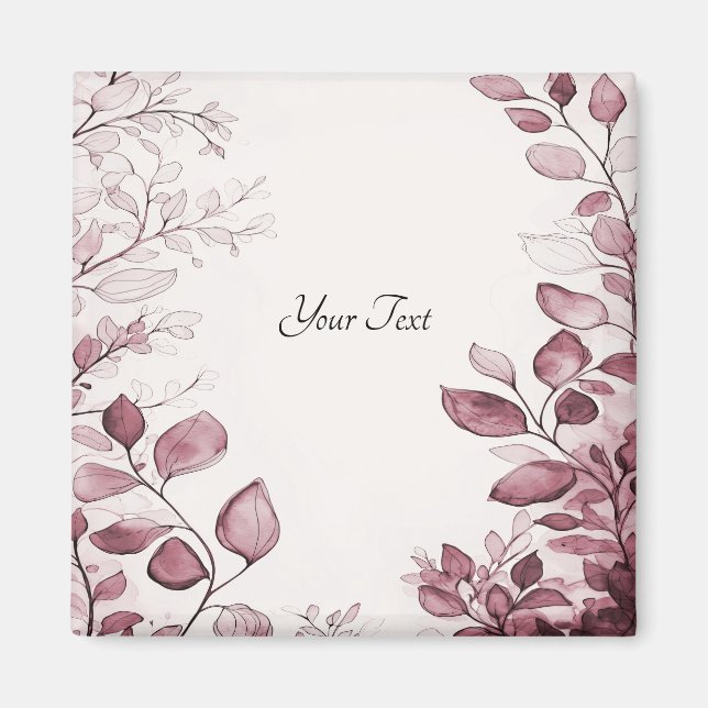 Modern Red Leaves Magnet (Front)