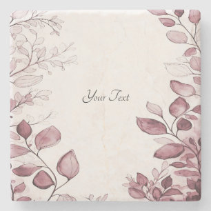 Modern Red Leaves Stone Coaster