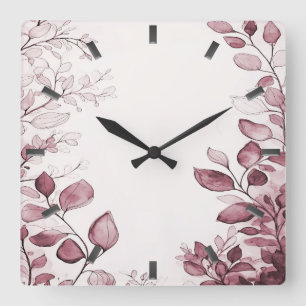 Modern Red Leaves Wall Clock