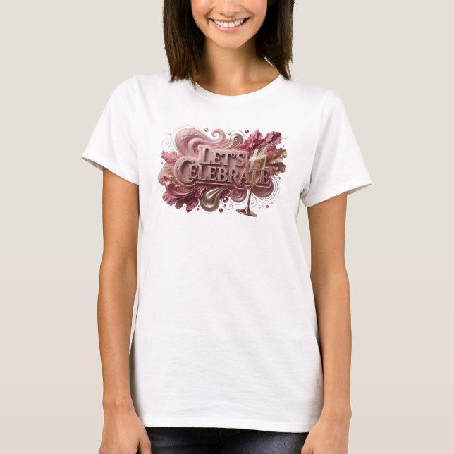 Modern Red LET'S CELEBRATE Statement Tee (Front)