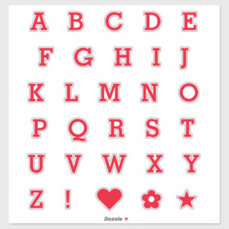 Modern Red Letters | Monogram Alphabet Stickers
