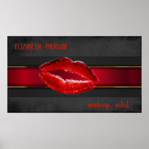 Modern Red Lips,Kiss ,Makeup artist Poster