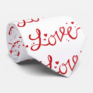 Modern Red Love Typography Tie