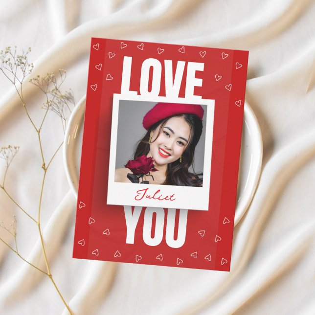 Modern Red Love You Photo Valentine’s day  Holiday Card (Creator Uploaded)
