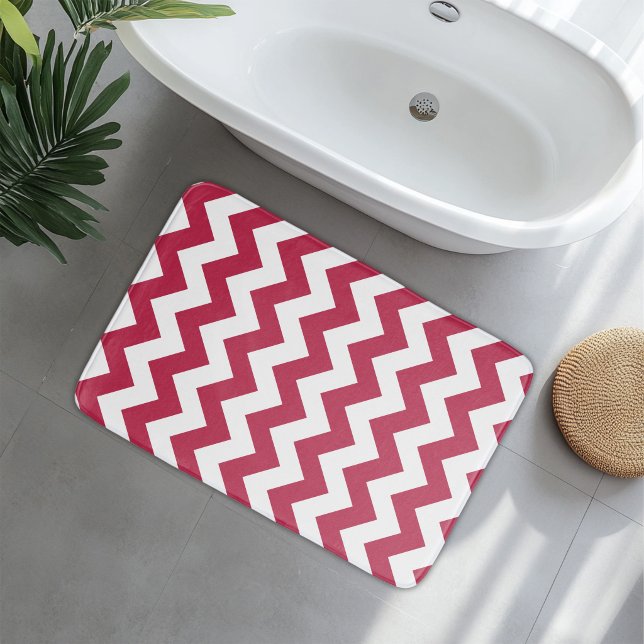 Modern Red Magenta Chevron Bath Mat (Creator Uploaded)