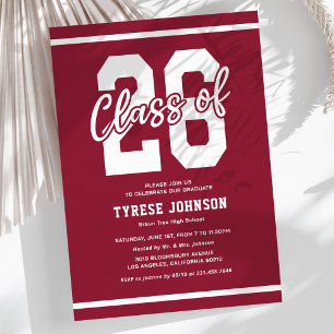 Modern Red Masculine Graduation Party Invitation