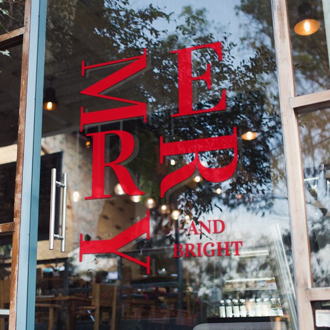 Modern Red Merry And Bright Holidays  Window Cling (Creator Uploaded)