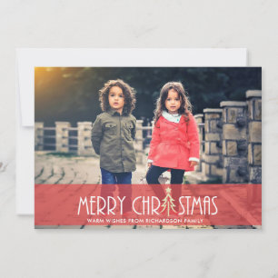 MODERN RED MERRY CHRISTMAS DOODLE HOLIDAY PHOTO CARD