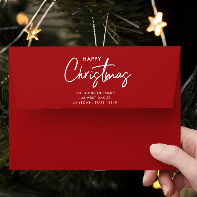 Modern Red Merry Christmas  Envelope (Creator Uploaded)