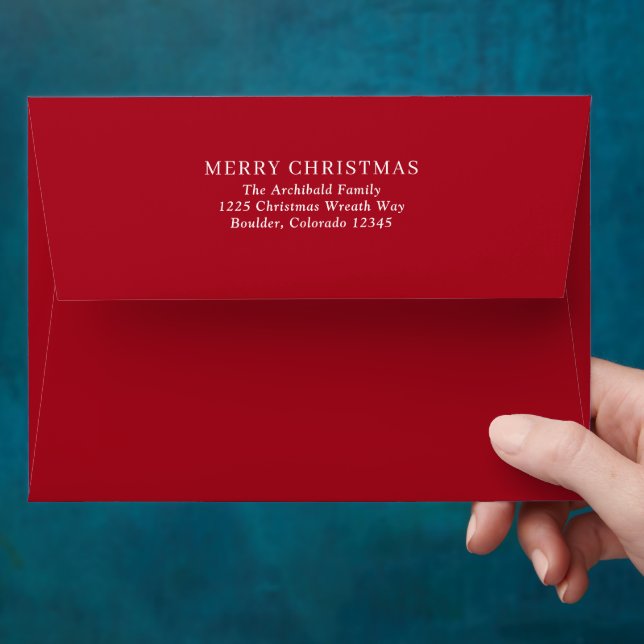 Modern Red Merry Christmas Envelope (Hand)