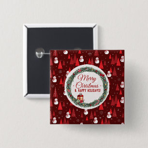Modern red merry christmas holiday 15 cm square badge