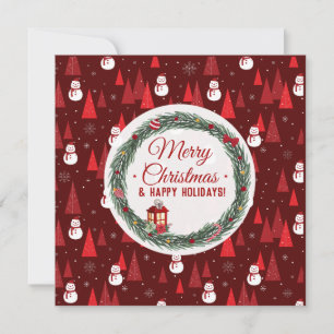 Modern red merry christmas holiday card