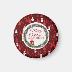 Modern red merry christmas  holiday magnet
