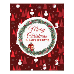Modern red merry christmas  holiday photo print