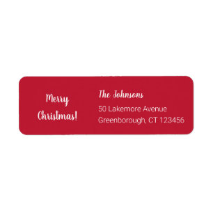 Modern Red Merry Christmas Return Address