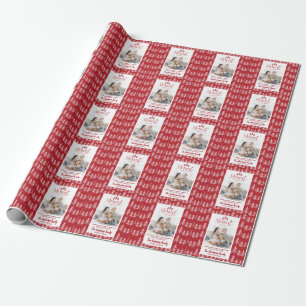 Modern red minimal Christmas rustic stylish photo Wrapping Paper