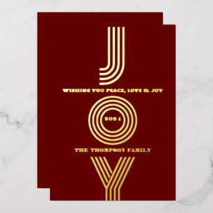 Modern Red Minimal Joy Elegant Foil Holiday Card