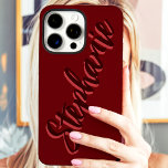 Modern Red Minimalist Script Name iPhone 16 Pro Max Case<br><div class="desc">Embrace modern minimalism with this sleek Red Minimalist Script Name iPhone 16 Pro Max Case. This chic design features your name elegantly displayed in a flowing script against a deep red backdrop, creating a look that's both understated and personalised. Perfect for those who appreciate clean lines, simple sophistication, and a...</div>