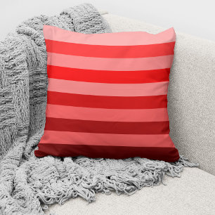 Modern Red Monochrome Colour Block Striped Cushion