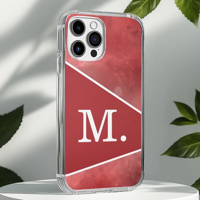 Modern Red Monogram Case-Mate iPhone Case (Creator Uploaded)