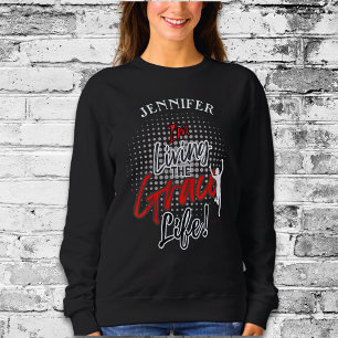Modern Red Monogram Winner Living The Grace Life Sweatshirt