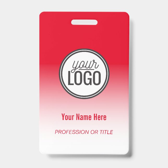 Modern Red Ombre Professional Name Tag ID Badge (Front)