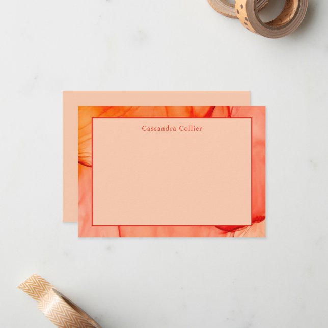 Modern Red Orange Abstract Elegant Card (Front/Back In Situ)