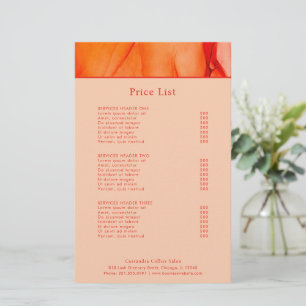 Modern Red Orange Abstract Elegant Price List