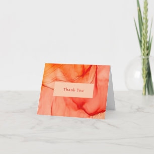 Modern Red Orange Abstract Elegant Thank You Card